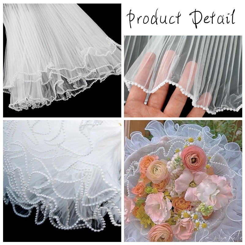 CCINEE 4.37 Yards Wavy Net Yarn Flower Wrapping Mesh Paper, Pearl White, Perfect for DIY Crafts, Birthdays, Weddings, Anniversaries, Mother's Day, Graduation - Image 3