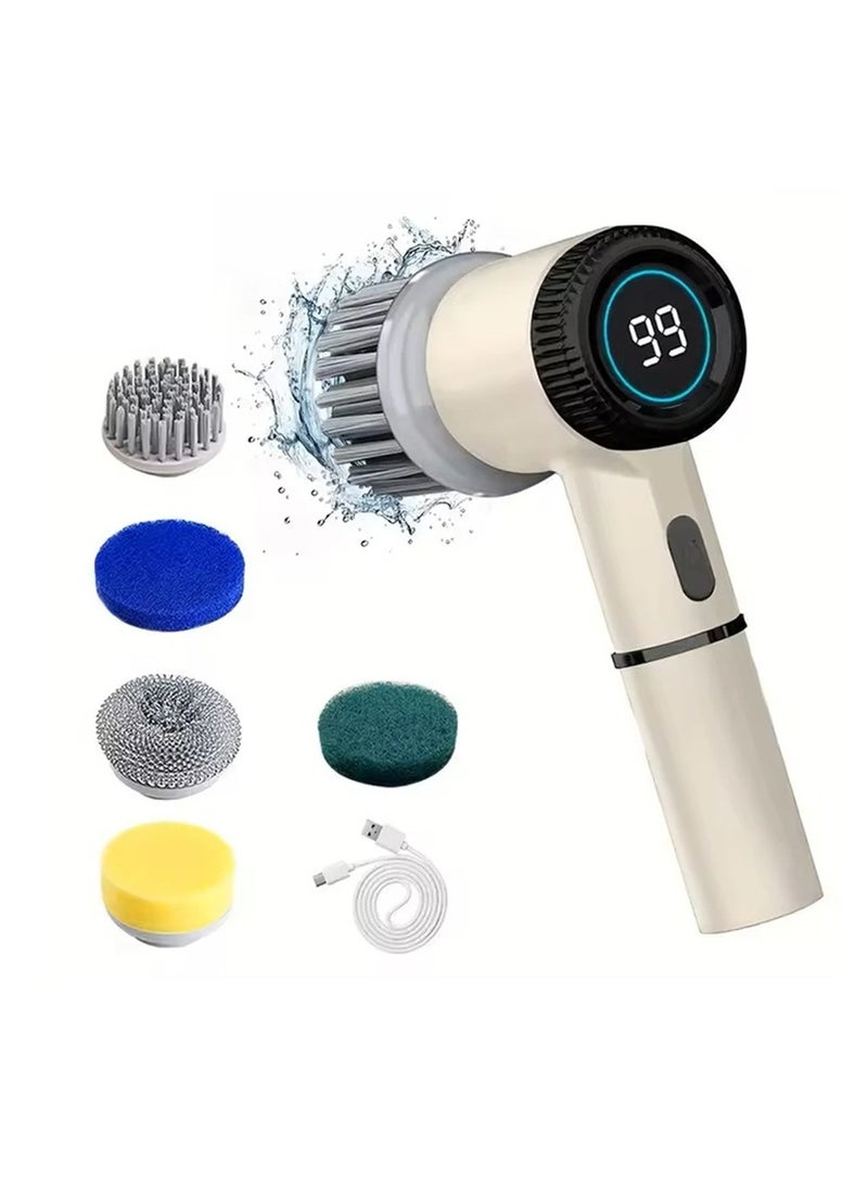 Smart Electric Spin Scrubber Electric Cleaning Brush with 5 Replaceable Brush Heads, Handheld Electric Shower Scrubber for Bathtub Floor Wall Tile Toilet - Image 2