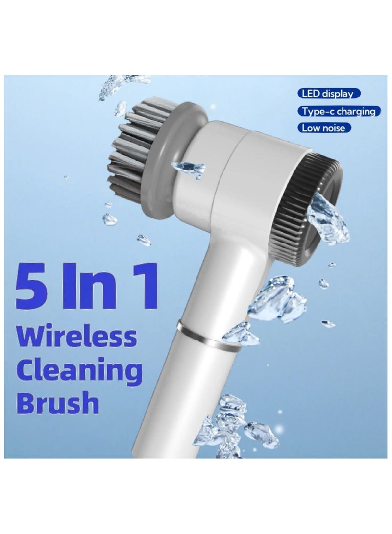 Smart Electric Spin Scrubber Electric Cleaning Brush with 5 Replaceable Brush Heads, Handheld Electric Shower Scrubber for Bathtub Floor Wall Tile Toilet - Image 1