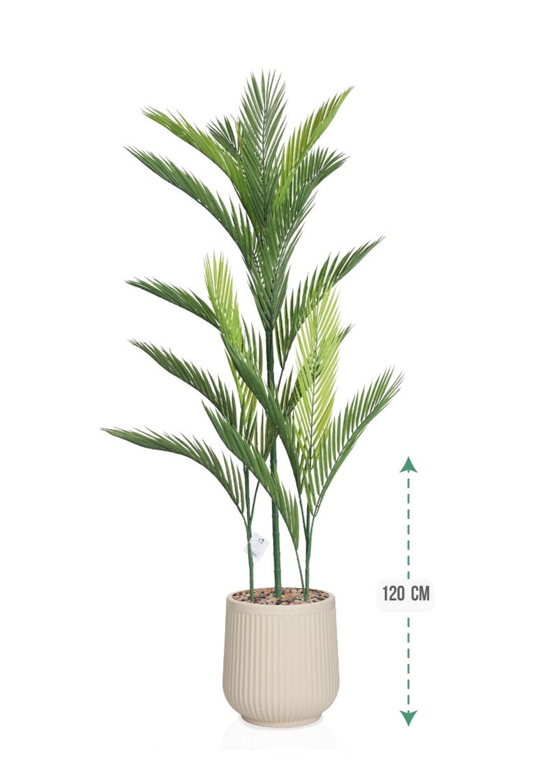 تالا شجرة أريكا صناعية بارتفاع 120 سم – أوراق خضراء بتصميم طبيعي واقعي مع أصيص أنيق مثالية لتزيين المنازل والمكاتب - Image 1