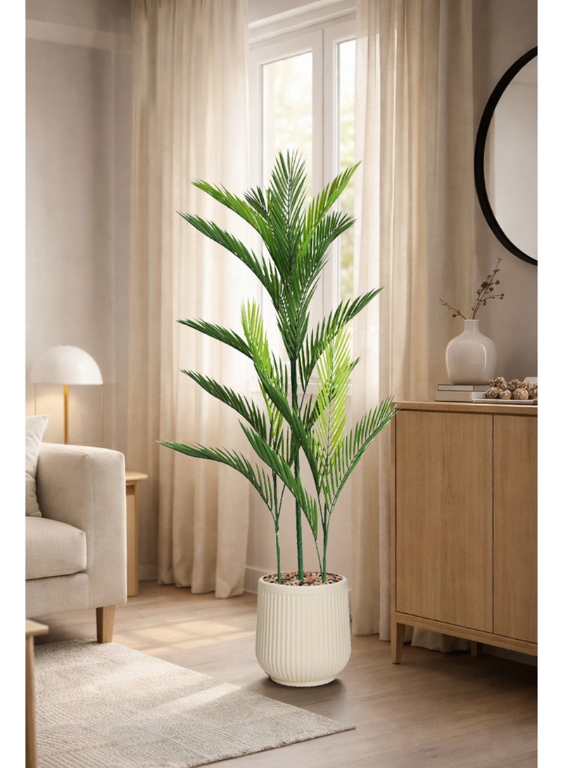 تالا شجرة أريكا صناعية بارتفاع 120 سم – أوراق خضراء بتصميم طبيعي واقعي مع أصيص أنيق مثالية لتزيين المنازل والمكاتب - Image 4