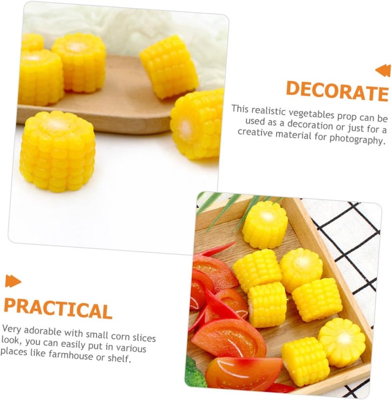 6pcs Artificial Corn Slices Decorative Vegetable Set, Lifelike Simulated Corn Segments for ’ Kitchen Play and Creative Home Décor, Farmhouse Photo Props - Image 3