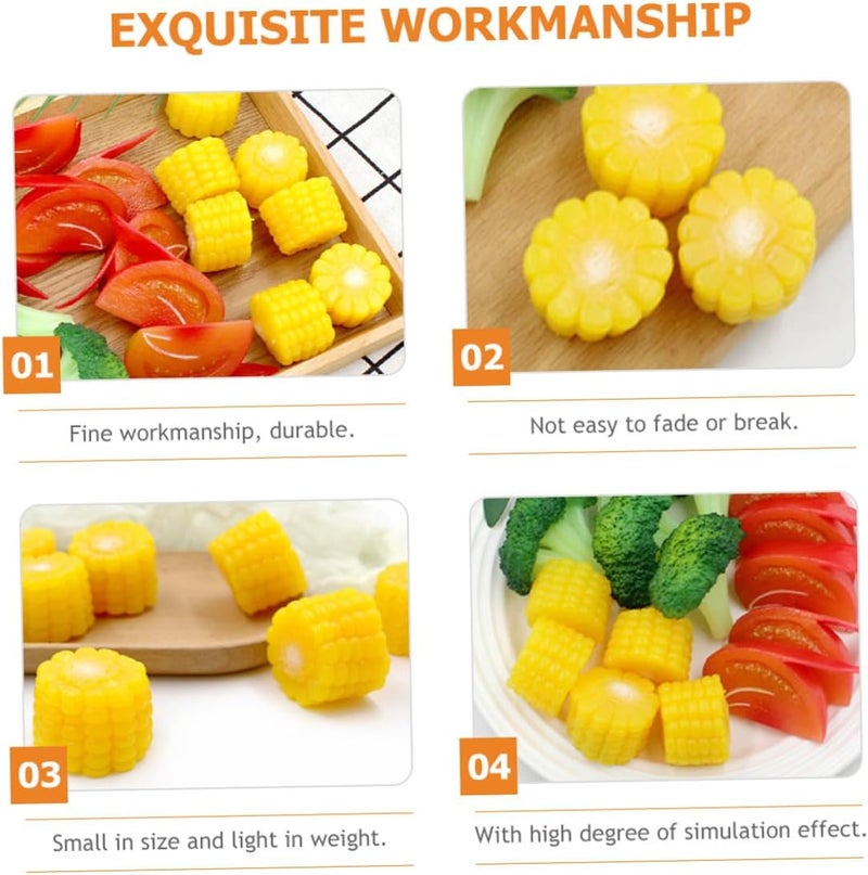 6pcs Artificial Corn Slices Decorative Vegetable Set, Lifelike Simulated Corn Segments for ’ Kitchen Play and Creative Home Décor, Farmhouse Photo Props - Image 5