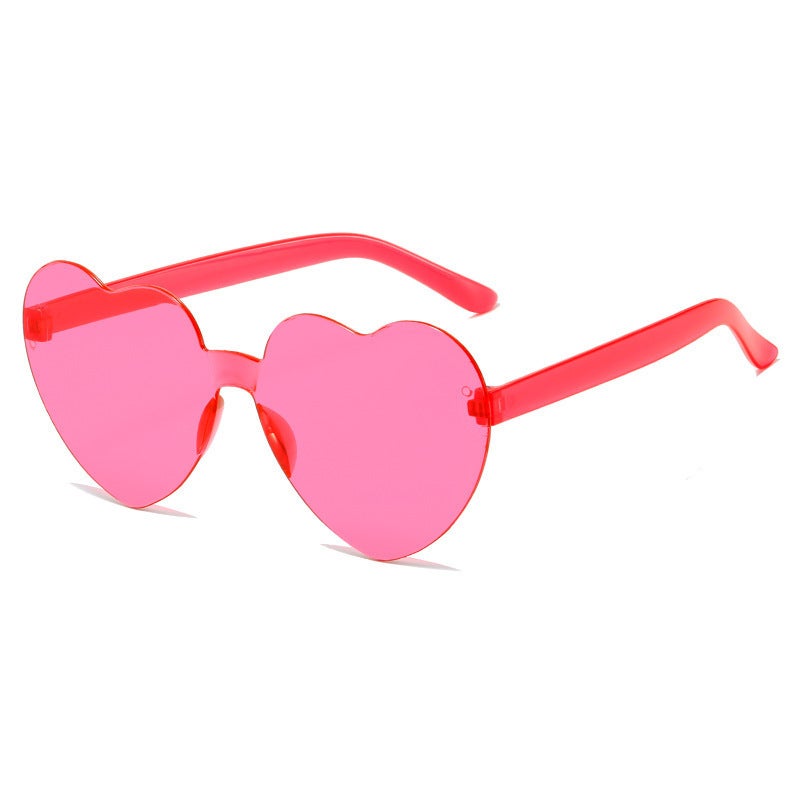 Generic Transparent Jelly Heart Sunglasses Unisex Rose Red 