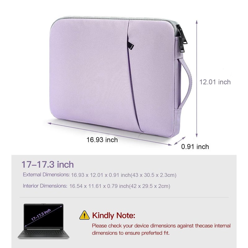 CaseBuy 17 inch Laptop Case Sleeve, Padded Protective Shockproof Water-Resistant Laptop Cover with Handle for HP Envy 17 / Pavilion 17, Dell Lenovo Asus Acer MSI 17.3-in Computer Carrying Bag -Purple - Image 2
