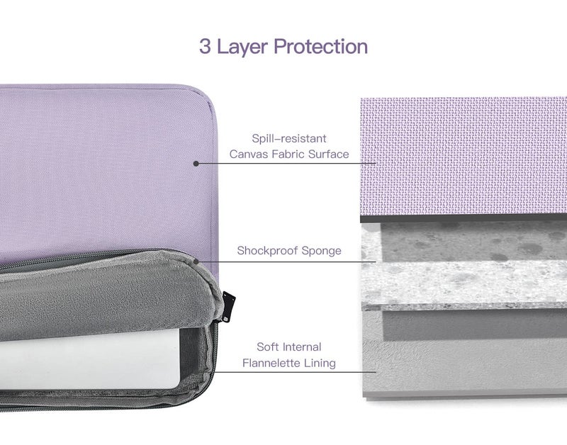 CaseBuy 17 inch Laptop Case Sleeve, Padded Protective Shockproof Water-Resistant Laptop Cover with Handle for HP Envy 17 / Pavilion 17, Dell Lenovo Asus Acer MSI 17.3-in Computer Carrying Bag -Purple - Image 5