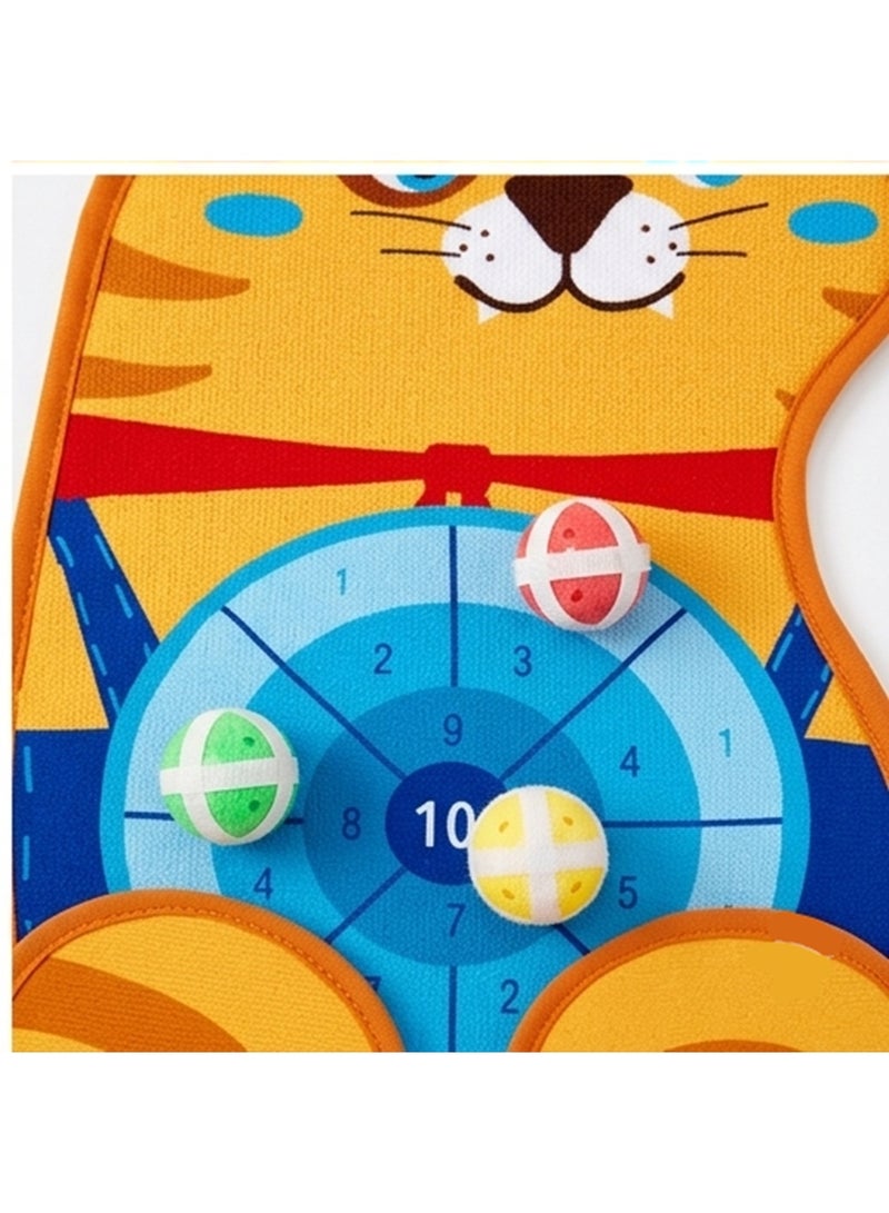 Kids' Target Dart Game, Ball Throwing Board, Cute Tiger Design with 3 Twisted Balls, Interactive Game to Master Hand Skills - Image 5