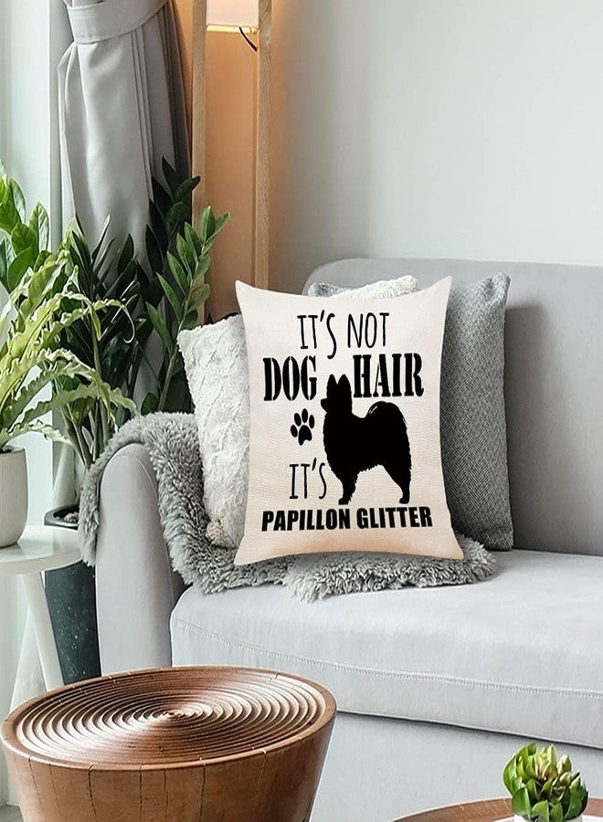M-Qizi Decorative Papillon Pillow Cover - 18" X 18" Glitter Dog Pillow, Papillon Gifts, Dog Home Decor, Women's Gift - Image 3