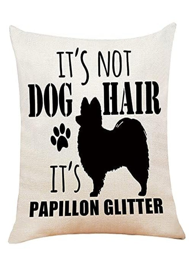 M-Qizi Decorative Papillon Pillow Cover - 18" X 18" Glitter Dog Pillow, Papillon Gifts, Dog Home Decor, Women's Gift - Image 2