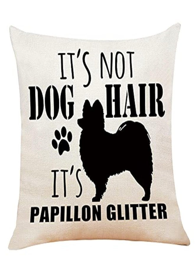 M-Qizi Decorative Papillon Pillow Cover - 18" X 18" Glitter Dog Pillow, Papillon Gifts, Dog Home Decor, Women's Gift - Image 1