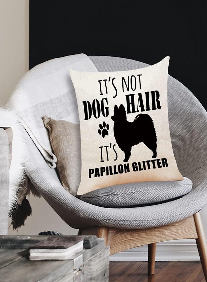 M-Qizi Decorative Papillon Pillow Cover - 18" X 18" Glitter Dog Pillow, Papillon Gifts, Dog Home Decor, Women's Gift - Image 4