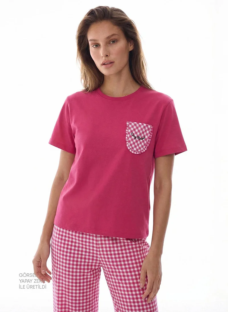 Penti Women's Cozy Heart Short Sleeve Pajama Cotton Set - Fuchsia