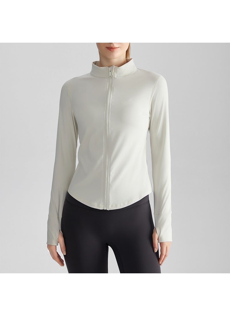 Generic Womens Slim Fit Windproof Zip-Up Autumn Sportswear Jacket Wt-053 ivory white 
