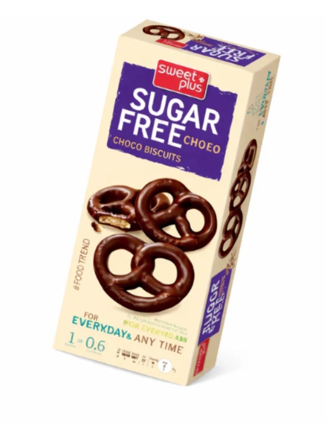 Sweet Plus Sugar-Free Choco Biscuits with Cocoa Cream – Double Cocoa Dark Cookies – Healthy & Diabetic-Friendly – 105g Pack - Image 1