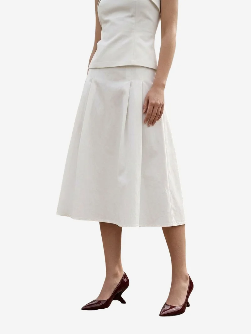 ماي فاشن MY FASHION Strapless Blouse and High-Waist Midi Skirt Set
