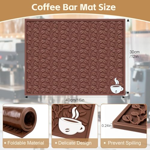 SEOIMU Coffee Bar Mat, 16"x12" Non-Slip Rubber Mats for Countertop, 3D Coffee-Bean Pattern Pad for CoffeeStation, Easy Clean Drip, Anti-Spill, Ideal Matt for Cocktail, Whiskey and Espresso - Image 5