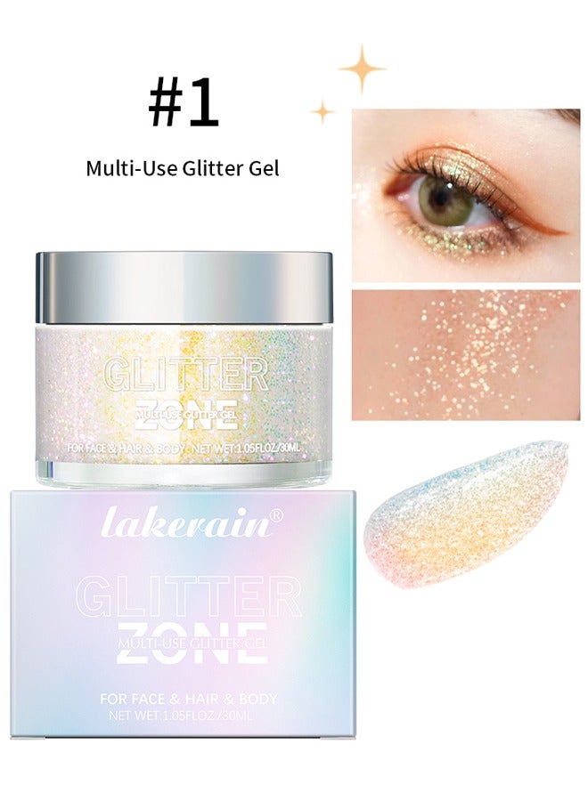 lakerain جل بريق هولوجرافي للجسم والوجه والشعر وألوان الشفاه يتغير تحت الضوء نباتي وخالي من القسوة آمن وسهل الاستخدام رقم 01 - Image 1