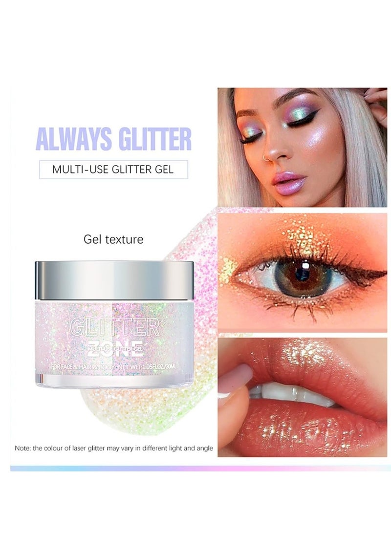 lakerain جل بريق هولوجرافي للجسم والوجه والشعر وألوان الشفاه يتغير تحت الضوء نباتي وخالي من القسوة آمن وسهل الاستخدام رقم 01 - Image 3