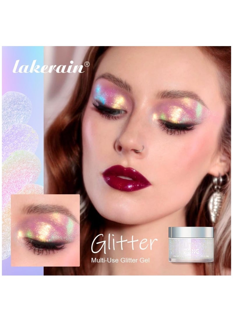 lakerain جل بريق هولوجرافي للجسم والوجه والشعر وألوان الشفاه يتغير تحت الضوء نباتي وخالي من القسوة آمن وسهل الاستخدام رقم 01 - Image 4