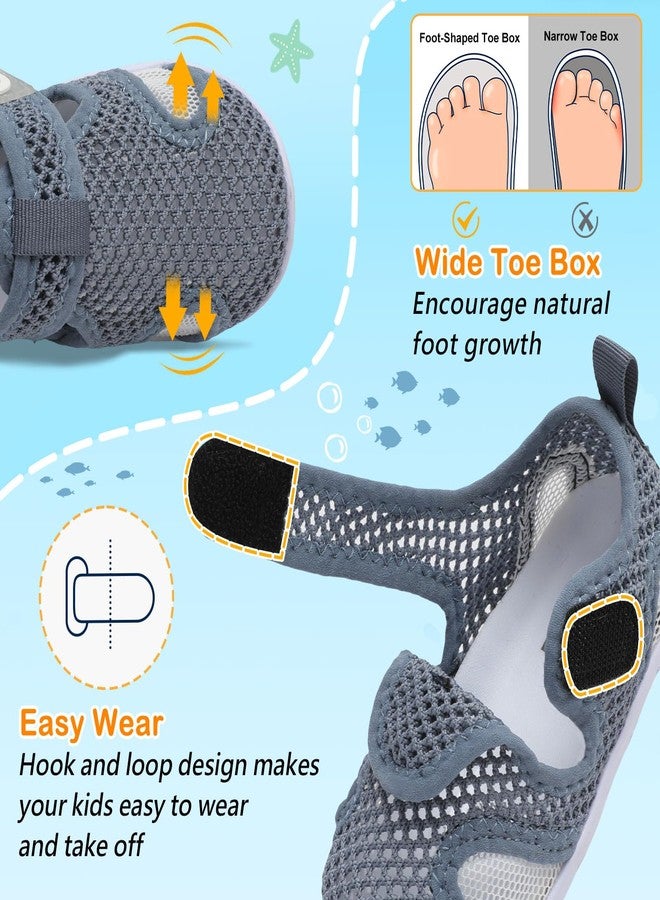JOINFREE Baby Water Shoes Boys Girls Sandals Toddler Barefoot Beach Swim Shoes Baby Lightweight Summers Shoes Little Kids Quick-Dry Auqa Socks for Pool River Darkgrey 12-18 Months Infant - Image 5