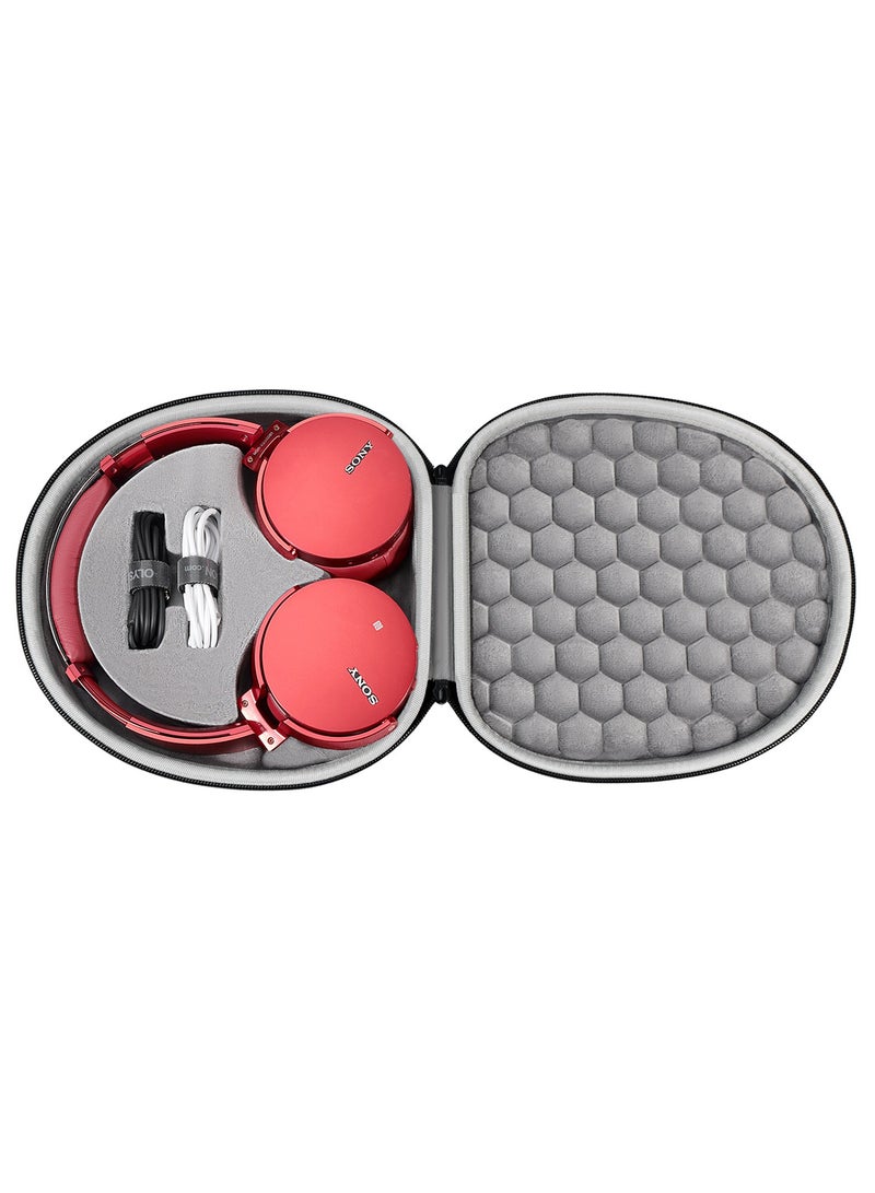 عام حقيبة تخزين بسحّاب مخصصة لسماعات Sony MDR-XB550AP - حقيبة واقية صلبة مقاومة للصدمات، محمولة ومدمجة لتنظيم وحماية السماعات والملحقات. - Image 5