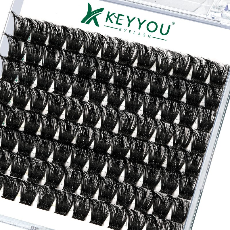 Lash Clusters 96pcs Individual Lashes Y01 D Curl 14mm Eyelash Clusters KEYYOU Volume Wispy Lash Extension SoftComfortable Easy DIY at HomeY01D14mm