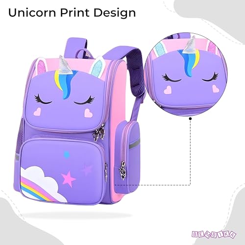 BEMBIKA Cute Cartoon Kids School Bag for Boys and Girls, Toddler Preschool Plush Travel Schoolbag, Perfect Book Bag, Casual Backpack for Kids � (Unicorn Purple) - Image 5