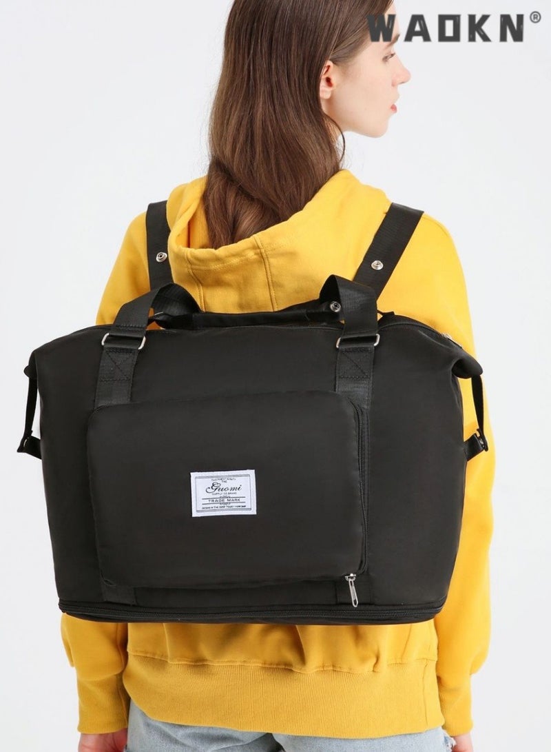 WAOKN Unisex Foldable Sports Bag, Men's & Women's New Large-capacity Short-distance Gym Sacks Travel Bag, Dry and Wet Separation Fitness Bag Handbag Luggage Bag Duffle Bag Carry Bags  - Image 2