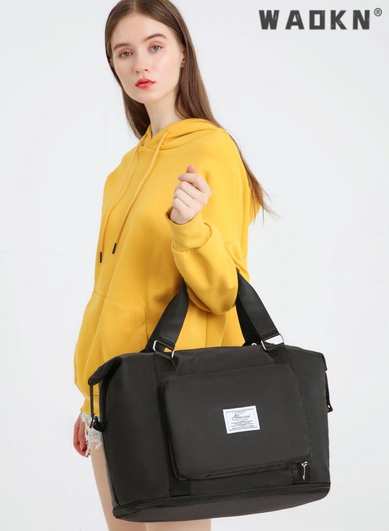WAOKN Unisex Foldable Sports Bag, Men's & Women's New Large-capacity Short-distance Gym Sacks Travel Bag, Dry and Wet Separation Fitness Bag Handbag Luggage Bag Duffle Bag Carry Bags  - Image 3