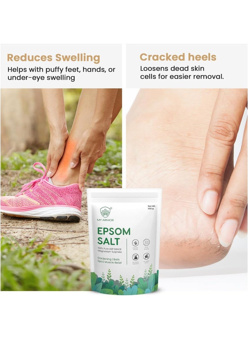 ماي ارمور ملح إبسوم بدون رائحة، مثالي للبستنة ويساعد في تخفيف آلام العضلات، ملح استحمام، درجة USP نقية، كبريتات المغنيسيوم - Image 2