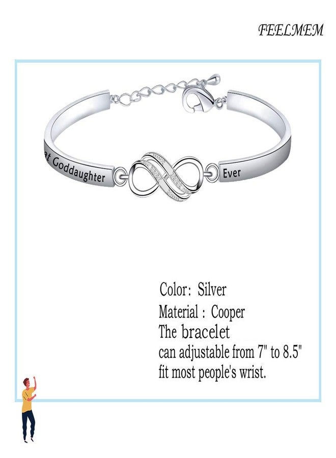 FEELMEM Godmother Infinity Bracelet,Goddaughter Infinity Bracelet Religious Jewelry Baptism Christening Gift for Godmothers/Goddaughters(goddaughter-silver) - Image 5