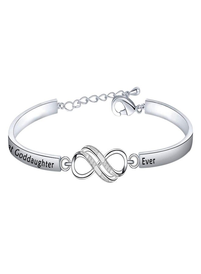 FEELMEM Godmother Infinity Bracelet,Goddaughter Infinity Bracelet Religious Jewelry Baptism Christening Gift for Godmothers/Goddaughters(goddaughter-silver) - Image 1
