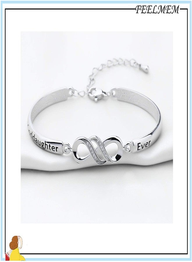 FEELMEM Godmother Infinity Bracelet,Goddaughter Infinity Bracelet Religious Jewelry Baptism Christening Gift for Godmothers/Goddaughters(goddaughter-silver) - Image 4
