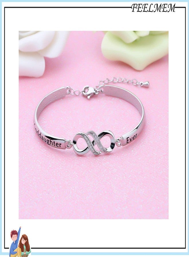 FEELMEM Godmother Infinity Bracelet,Goddaughter Infinity Bracelet Religious Jewelry Baptism Christening Gift for Godmothers/Goddaughters(goddaughter-silver) - Image 3