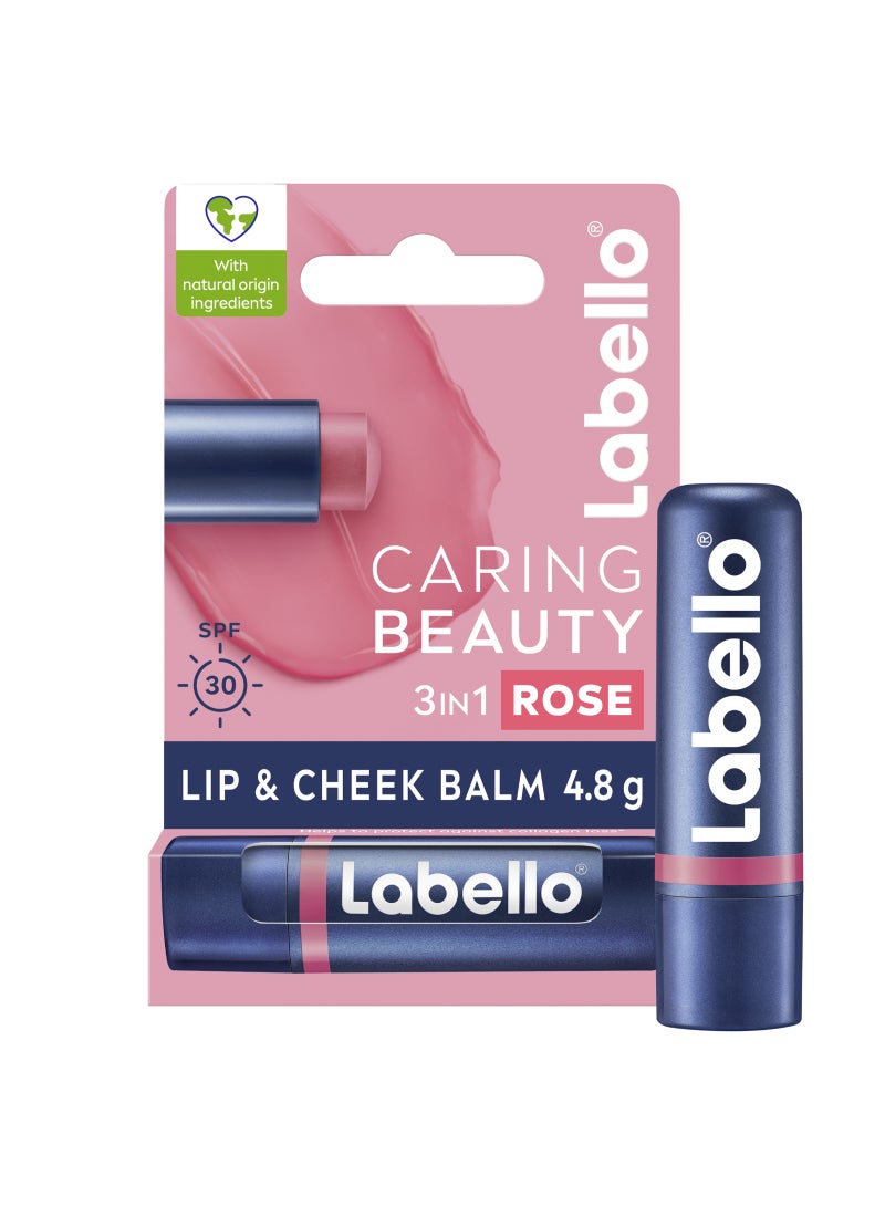 Labello Lip Caring Beauty Rose Color And Cheek Balm Spf 30 Moisturising Tint With Sun Protection 4.8g - Image 1