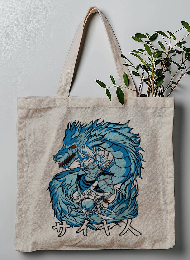 LOWHA Polyester Tote Bag with Shoulder Straps and Dragon Ball Anime Pattern  - Image 1