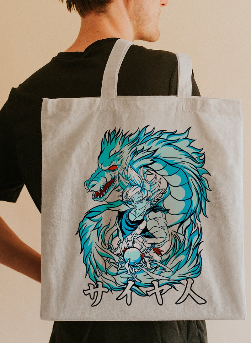 LOWHA Polyester Tote Bag with Shoulder Straps and Dragon Ball Anime Pattern  - Image 2