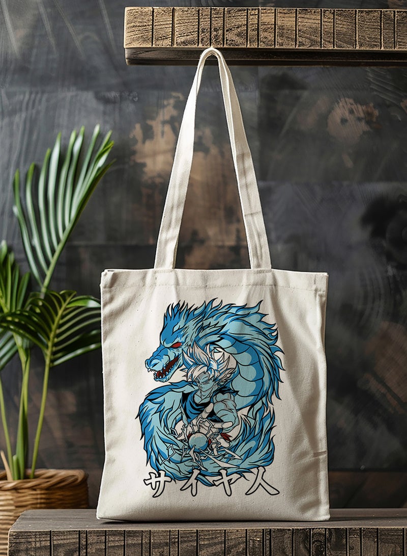 LOWHA Polyester Tote Bag with Shoulder Straps and Dragon Ball Anime Pattern  - Image 3