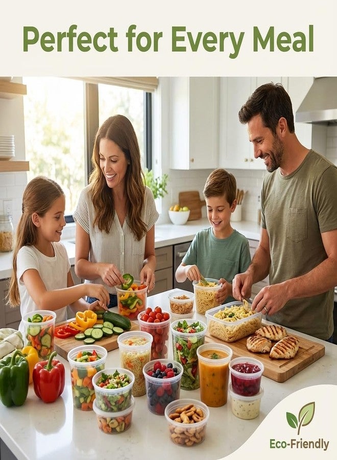 JoyServe Deli Food Containers with Lids - (24 Pack) 8 Sets of Each Size - 8 Oz - Cup / 16 Oz - Pint / 32 Oz - Quart Sizes Food Storage Takeout Meal Prep Storage, BPA-Free, Dishwasher, Microwave Safe - Image 5