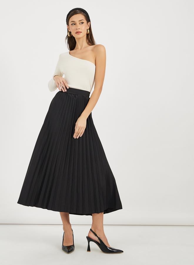 Styli Pleated A-Line Midi Skirt  - Image 1