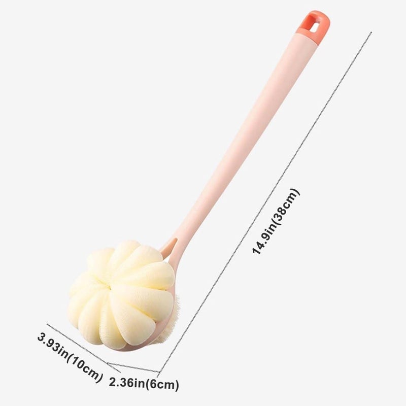 Kytaste 2 In 1 Loofah Back Scrubber Long Handle Shower Body Brush With Soft Mesh Sponge For Women Skin Exfoliating Bath Massage Brush Bath scrubber Pack Of 1 - Image 2