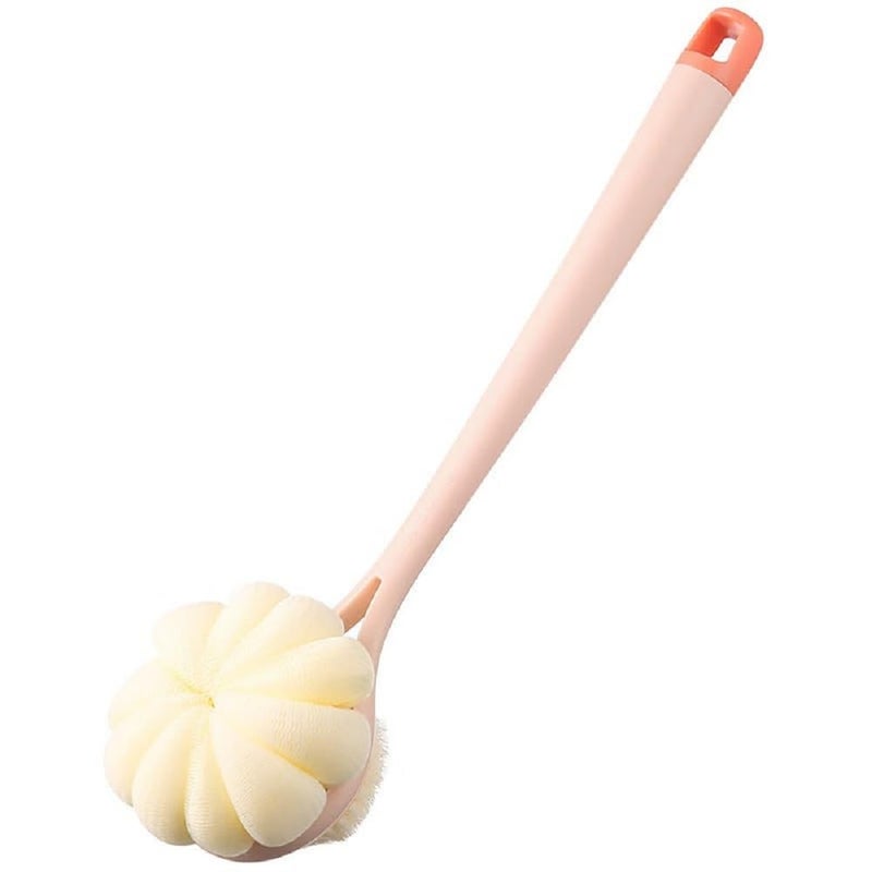 Kytaste 2 In 1 Loofah Back Scrubber Long Handle Shower Body Brush With Soft Mesh Sponge For Women Skin Exfoliating Bath Massage Brush Bath scrubber Pack Of 1 - Image 1