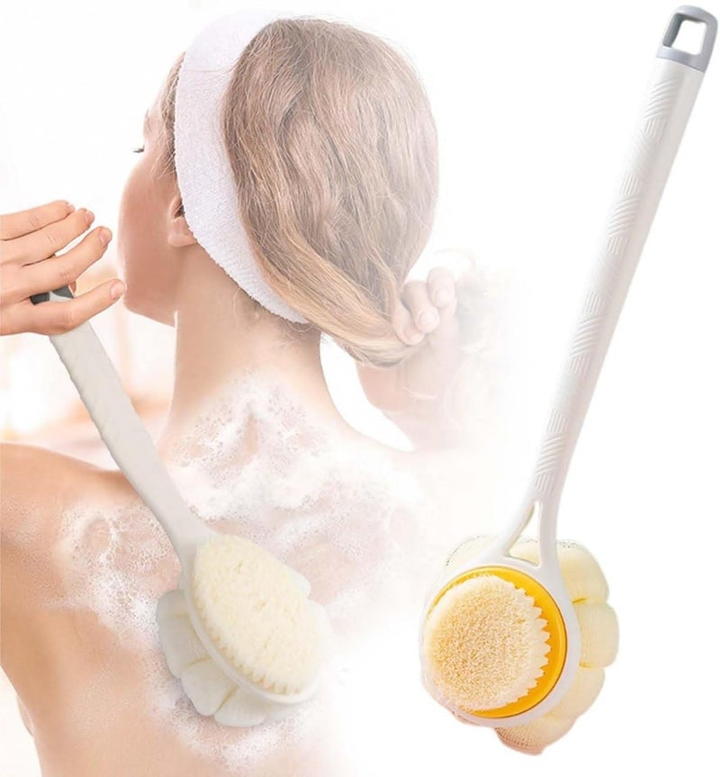 Kytaste 2 In 1 Loofah Back Scrubber Long Handle Shower Body Brush With Soft Mesh Sponge For Women Skin Exfoliating Bath Massage Brush Bath scrubber Pack Of 1 - Image 5