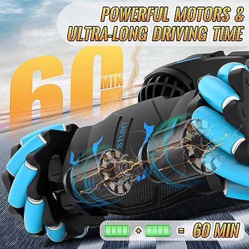 Pristar RC Cars Gesture Sensing Stunt Car, Best Gifts for Boys 6-12, 2.4Ghz Remote Control Car Toys for Boys Age 6 7 8 9 10 11 12, Double Sided Flip 360° Rotate 4WD Off-Road with Spray Lights Music - Image 5
