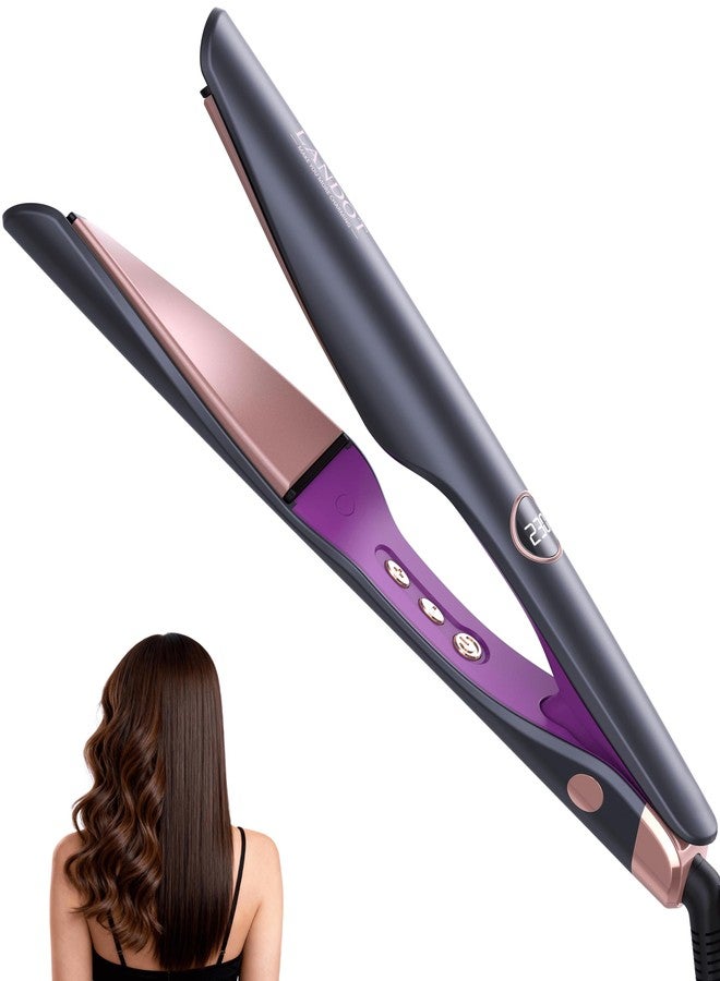LANDOT 2-in-1 Hair Straightener & Curling Iron – Twist Floating Plates for Smooth Straight & Bouncy Curls, Anti-Frizz, Dual Voltage, 12 Temps 250-450°F for All Hair Types - Image 1