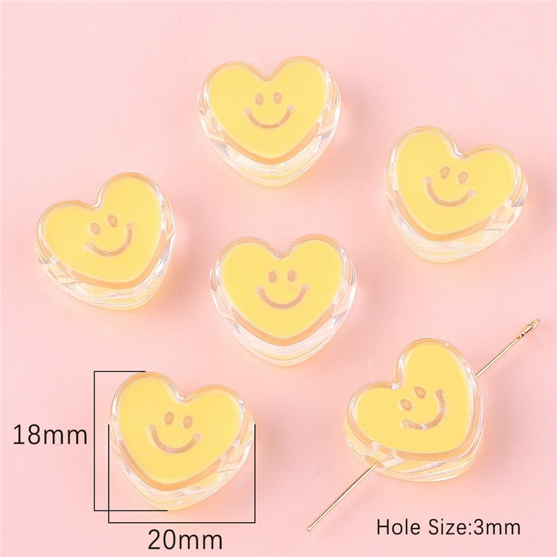 Acrylic Round Smiley Oil Dropping Cartoon Accessories DIY Handmade Material Homemade Mobile Phone Case Keychain Pendant Love yellow aperture 3mm 
