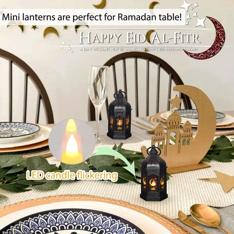 LLQ Ramadan Lanterns (5-12pcs) - Mini Lanterns Decorative Lights - Ramadan Gifts & Table Centerpiece, Eid Mubarak Decorations, Black - Image 4