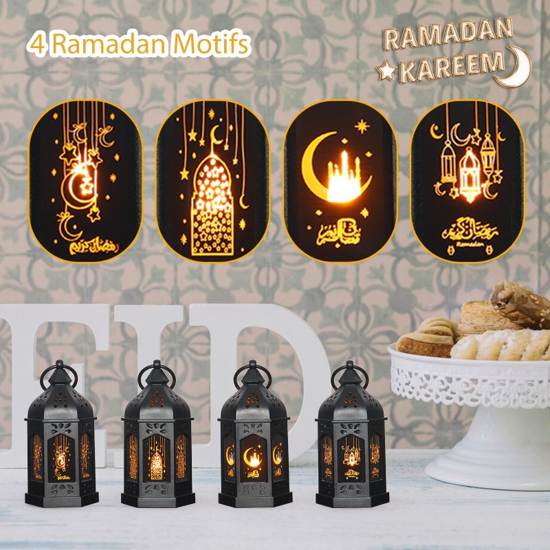 LLQ Ramadan Lanterns (5-12pcs) - Mini Lanterns Decorative Lights - Ramadan Gifts & Table Centerpiece, Eid Mubarak Decorations, Black - Image 5