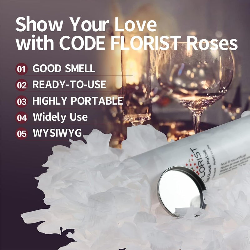 CODE FLORIST كود فلوريست 1500 قطعة بتلات ورد حريري بيضاء لعيد الحب، ليلة رومانسية، الزفاف، ديكورات الزهور لذكرى الخطوبة (منفصلة، معطرة) - Image 5