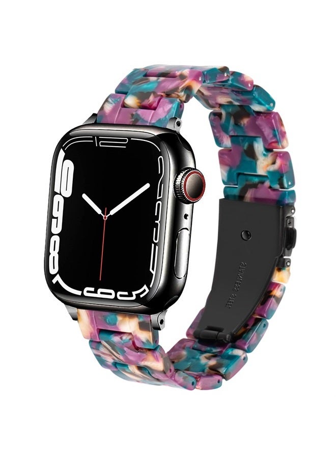 DEALELE Bands Compatible with iWatch 42mm 44mm 45mm 49mm, Colorful Resin Replacement Strap for Apple Watch Series 8 / 7 / 6 / 5 / 4 / 3 / SE / Ultra Women Men, Grape purple - Image 1
